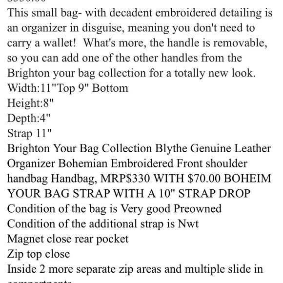 Brighton NWOT. Blyth bohemian organizer bag. - Picture 8 of 8